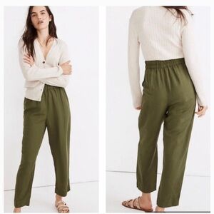 Madewell Olive Green Lagenlook Tapered Huston Pull-On Crop Pants Size M